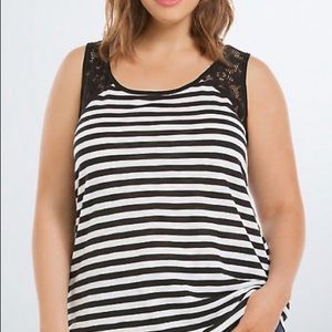 Torrid Striped Lace Inset Tank Top